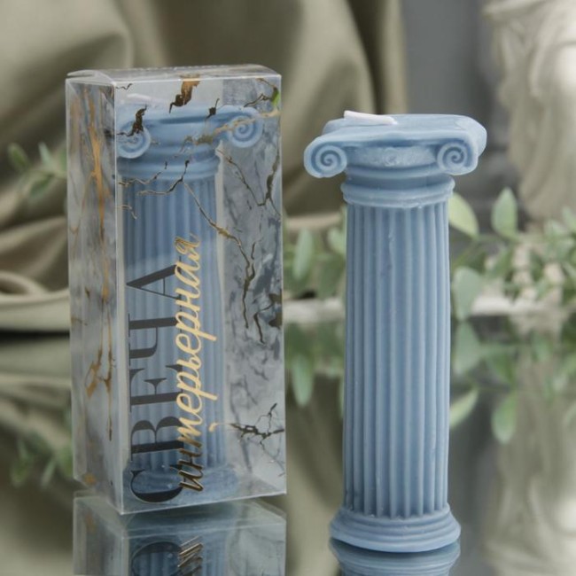 Интерьерная свеча «Колонна» 5278257 серая