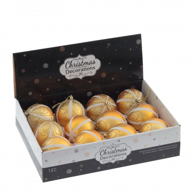 Украшение новогоднее "Шар" СОЛЮКС 763965 набор из 12-ти шт, D8 см, L35 W28 H9 см
