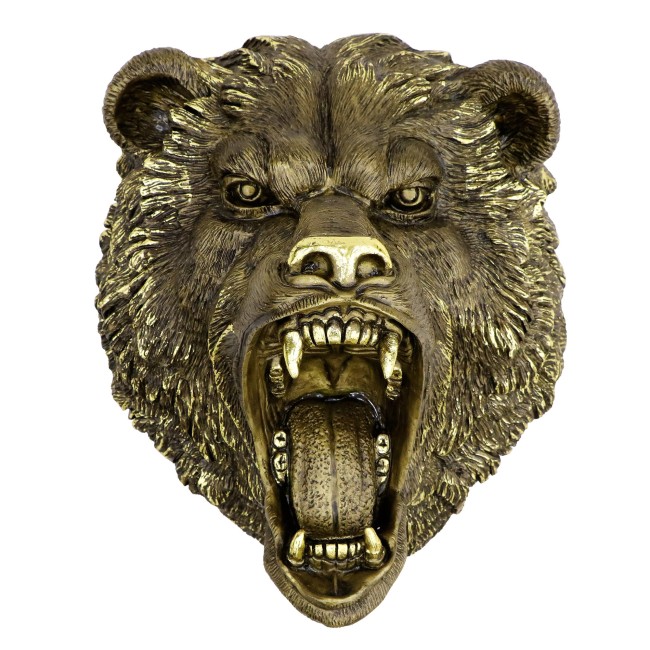 Медведь рычит голова БФ1 Н-50см  БРОНЗА