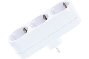 Разветвитель 3 роз. 16А белый, земля (АБС-пластик, линейный) А303