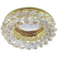 Точечный светильник CD4141 MR16 GU5.3 круглый с хрусталиками Прозрачный/Золото FD1618EFY