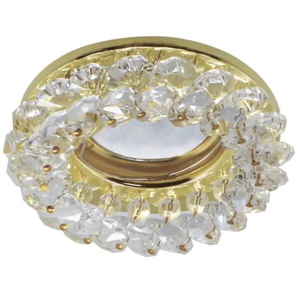 Точечный светильник CD4141 MR16 GU5.3 круглый с хрусталиками Прозрачный/Золото FD1618EFY Точечный светильник CD4141 MR16 GU5.3 круглый с хрусталиками Прозрачный/Золото FD1618EFY