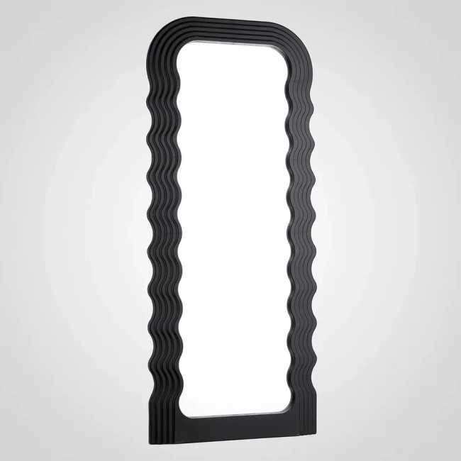 Настенное интерьерное зеркало волна АВАНГАРД черного цвета 00630