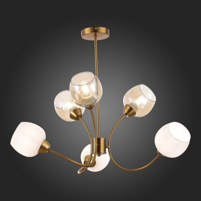 Светильник потолочный SLE1136-302-06 Латунь/Белый, Коньячный