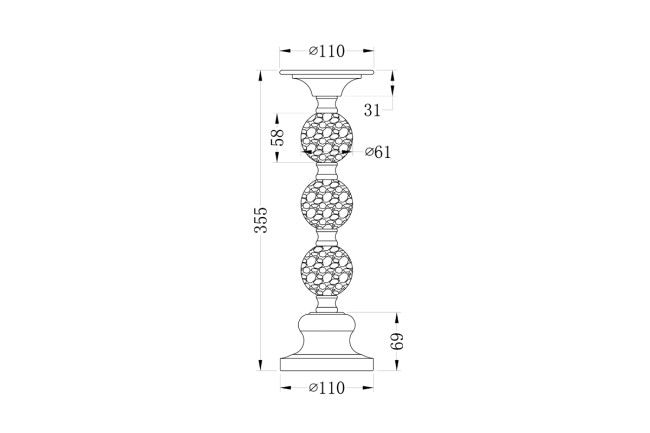 Подсвечник никелированный d11*32см 22-86642L