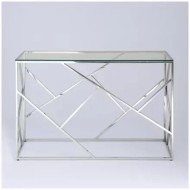 Консольный столик BS-05 стеклянный прозрачный 120*40 основание нерж сталь СБ-00000448