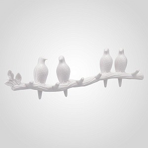 Вешалка Четыре птицы белая 00543