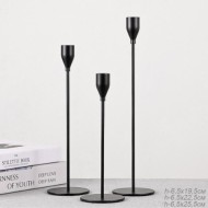 Подсвечники 3 штуки набор d=6,5 d=19,5/22,5/25,5 черные / HA-03 / металл 719143