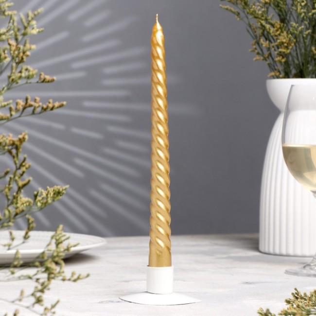 Свеча витая лакированная, 2,2х 25 см, золотая, "Богатство Аромата" 9271292 Свеча витая лакированная, 2,2х 25 см, золотая, "Богатство Аромата" 9271292