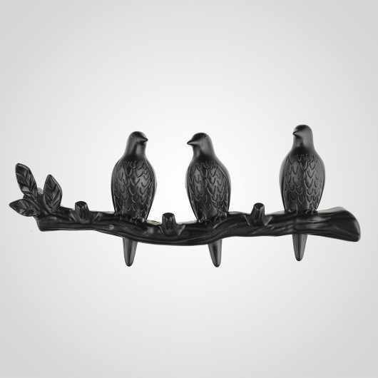Вешалка Три птицы черная 00514