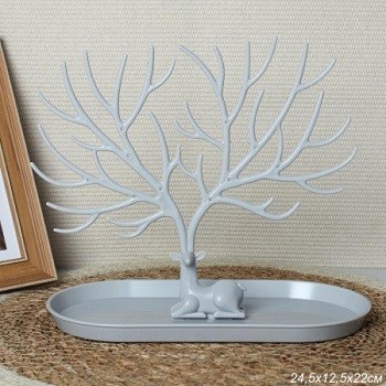 Подставка для украшений c бортиком серая / GL-12 /725614