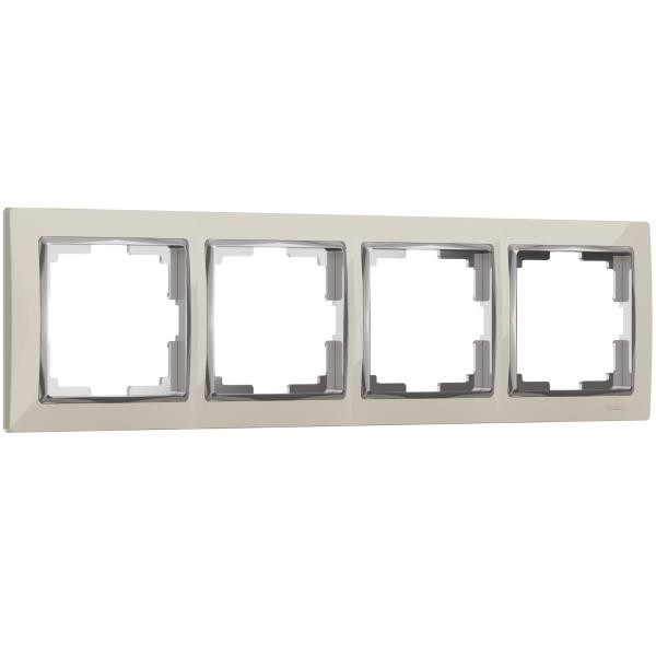 Рамка из пластика на 4 поста Snabb слоновая кость/хром W0041903