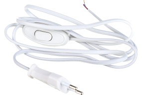 Шнур для бра с выкл. 6А 250В 1,7 м (ШВВП 2х0,75 белый) А1060