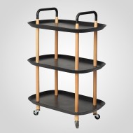 Стол сервировочный на колесиках, черного цвета, трех ярусная, многоуровневый 00765