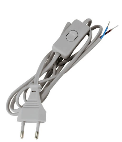 Шнур для бра TDM с выкл. ШУ01В 6А 250В 2 м (ШВВП 2х0,75 сереб. металлик) SQ1305-0005