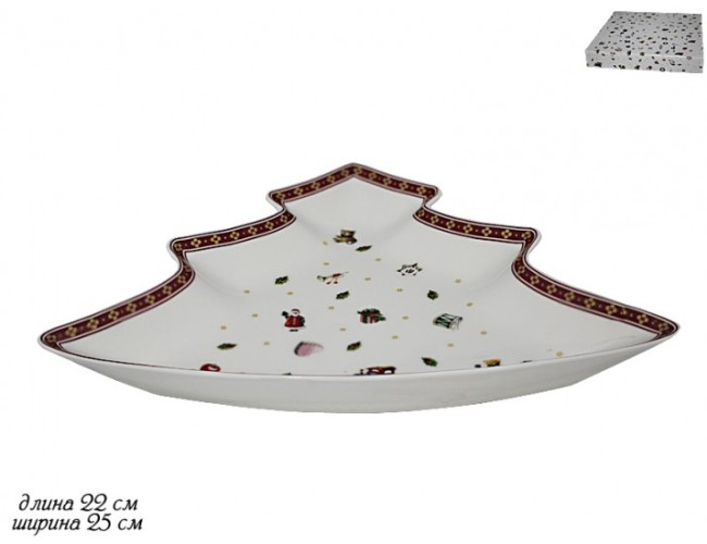 Блюдо ЁЛКА 25,5х21см  НОВЫЙ ГОД Фарфор 105-623