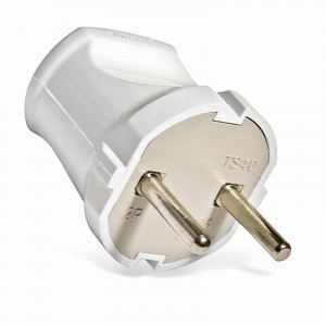 Вилка 6А 250В (АБС-пластик, прямая, белая) А113