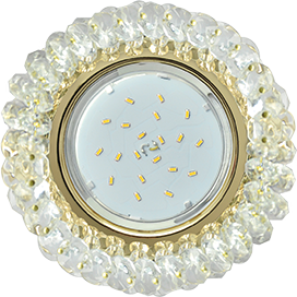 Точечный светильник GX53 H4 Стекло Круг с хрусталиками про/золото FD53RYECB