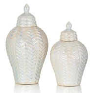 Банка с крышкой Kristen большая, перламутровый, керамика, 16х32 см
