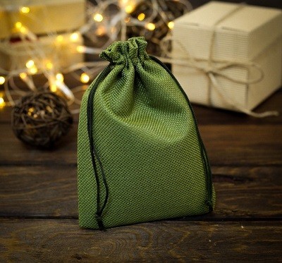 Мешочек подарочный из холщи, 13*18см, зеленый 2909466