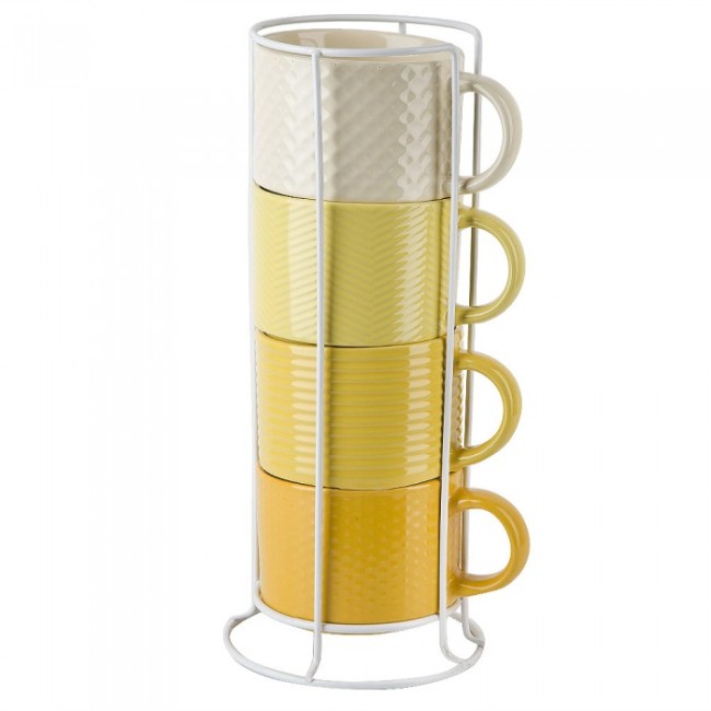 Набор из 4 кружек на подставке "Modern"(желтый) v= 320мл 0730010-1