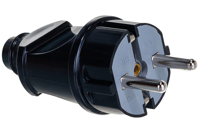 Вилка прямая UNIVERSAL 16А 250W черная с/з