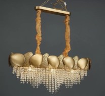 Люстра 299-252 130х32 см, выс. 35 см Стекло, нержавеющая сталь