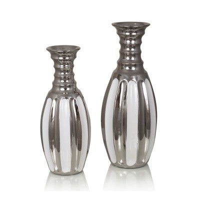 Керамическая ваза Andrew (малая) 246613 белый, серебряный, керамика, 11,5х30,5 см