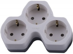 Сетевой разветвитель на три выхода с заземляющим контактом, 250V,16A, белый/серый ADP16-13-20 32871