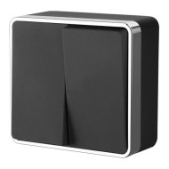 Выключатель двухклавишный Gallant черный/хром W5020035