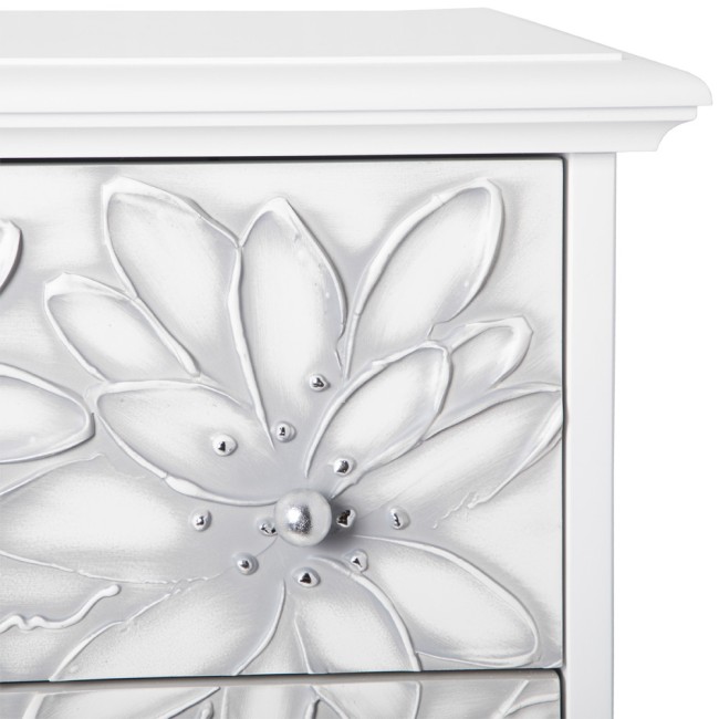 Тумба для обуви "Терра"-4 (с 4-мя ящиками) (Айс(БЛ), цвет ковки Античное серебро(АСр))