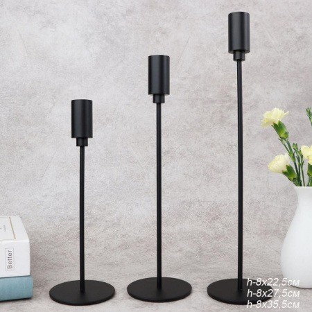 Подсвечники 3 штуки набор черные / HA-30 /металл 719170