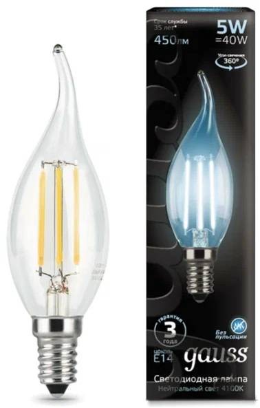 Лампа светодиодная GAUSS 5W 4100K E14 104801205 св/вет