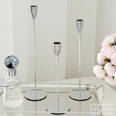 Подсвечники 3 штуки набор / HA-05 / серебро 719145