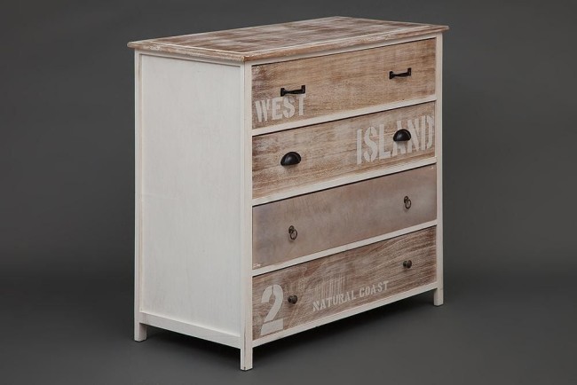 Комод с 4 ящиками Secret De Maison ISLAND (mod.HX16-008NS) (paulownia, мдф, 90x45x86см, butter white