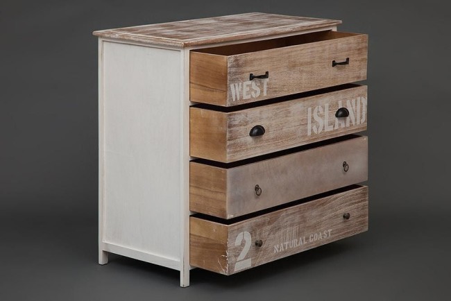 Комод с 4 ящиками Secret De Maison ISLAND (mod.HX16-008NS) (paulownia, мдф, 90x45x86см, butter white