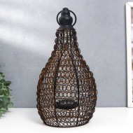 Подсвечник металл, стекло на 1 свечу "Лофт. Фонарь-абажур" состаренный 29х14х14 см   7822827