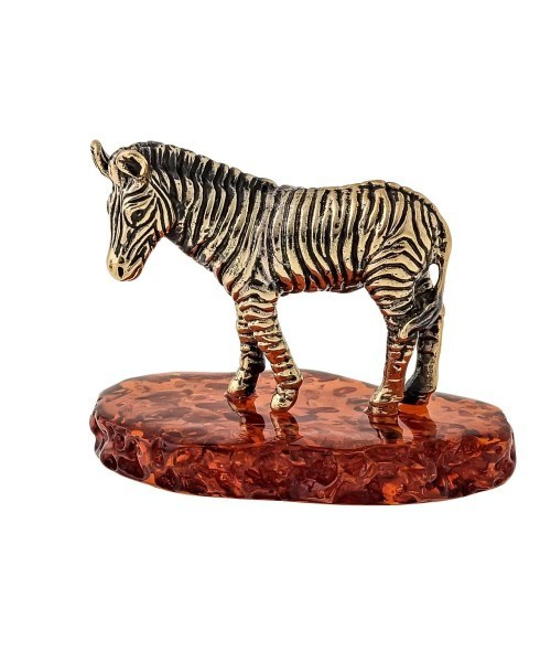 Сувенир "Зебра", бронза, янтарь 1594