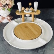 Сервировочная доска/блюдо 29 см для сыра с приборами 10пр. BAMBOO 140-095 Фарфор,бамбук