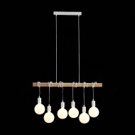 Светильник подвесной SL1142.503.06 Белый, Светлое дерево E27 6*60W