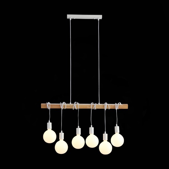 Светильник подвесной SL1142.503.06 Белый, Светлое дерево E27 6*60W