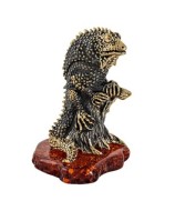 Сувенир "Игуана", бронза, янтарь 2573