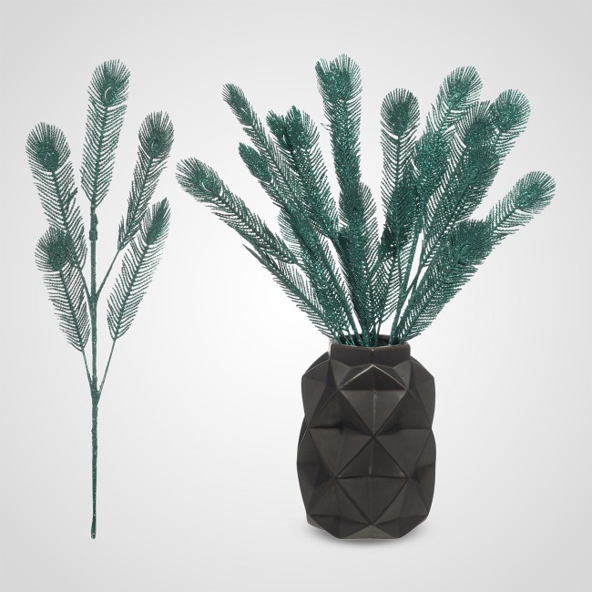 Новогодняя Декор Ветка в Глиттере 222-64зеленый Зеленая 50 см Новогодняя Декор Ветка в Глиттере 222-64зеленый Зеленая 50 см