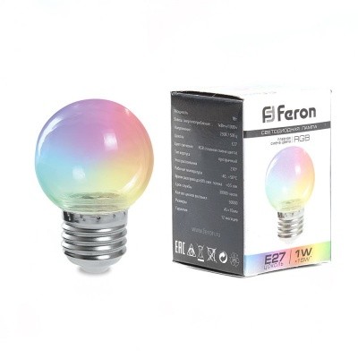 Лампа светодиодная LB-371 3W 230V Е27 RGB для белт лайта G60 прозрачный плавная смена цвета 38133