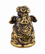 Сувенир "Колокольчик Поросёнок-поварёнок", бронза 789