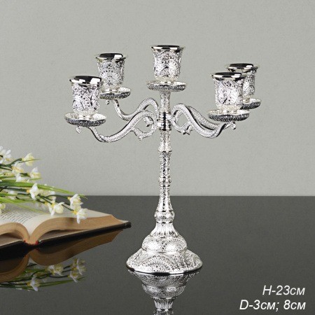 Подсвечник на 5 свечей серебро 23 см / 305S / 690791