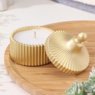 Свеча "Купол" в подсвечнике с узкими гранями из гипса с крышкой,7,5х9 см,золото 10059743