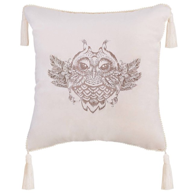 ПОДУШКА ДЕКОРАТИВНАЯ "ТОТЕМ",45Х45СМ,ШАМПАНЬ,100%ПЭ ВЫШИВКА 850-827-47