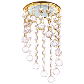 Светильник FQ53RVECB Круглый с большими хрустал на подв "под скос" Прозр/Золото GX53 H4 5344