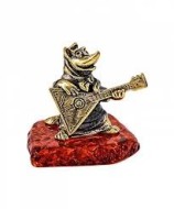 Сувенир "Лиса с балалайкой", бронза, янтарь 249